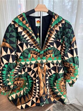 Farm Rio Deco Long-Sleeve Mini
Dress